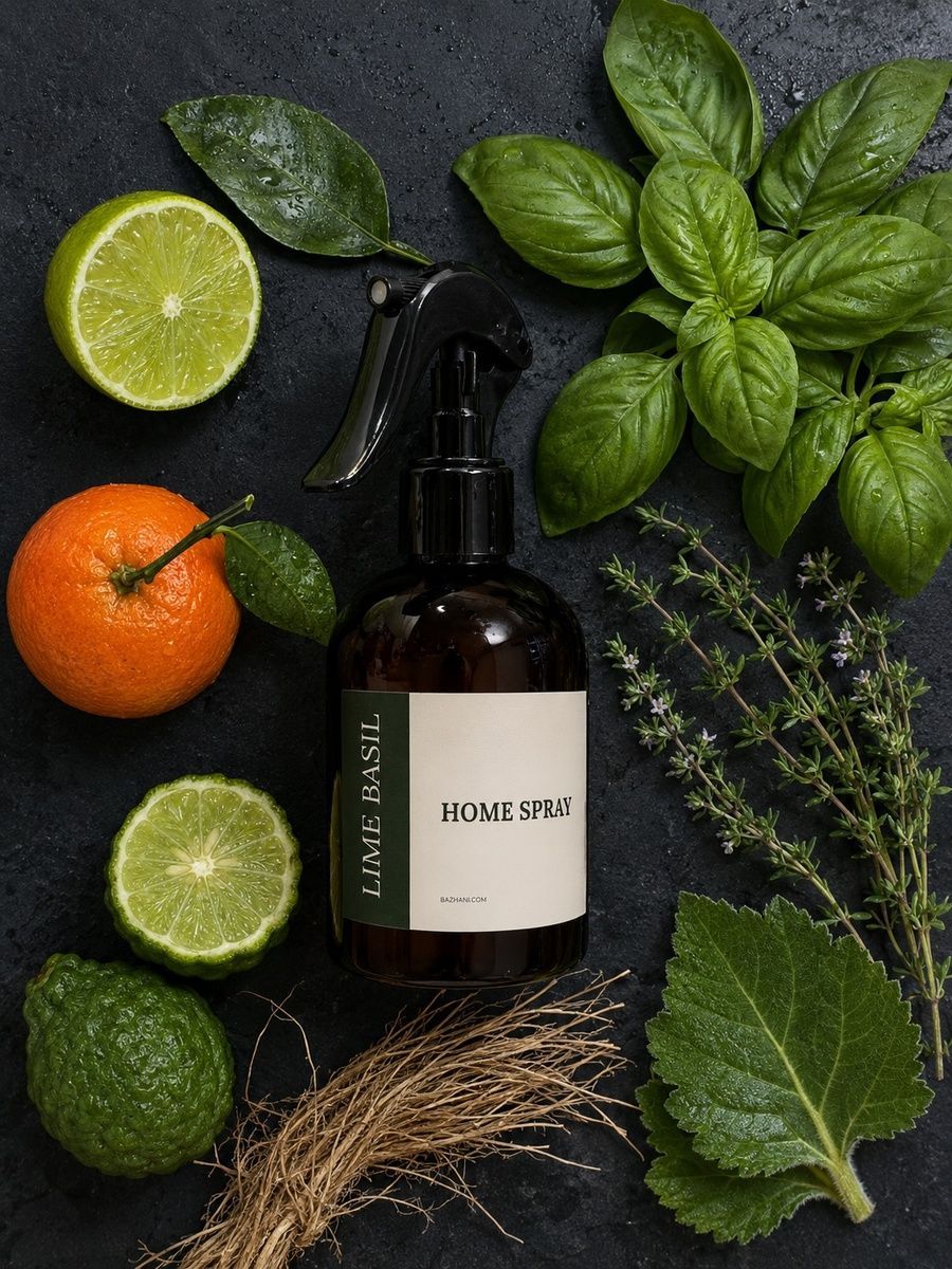 Ароматичний спрей для дому Bazhani "Lime Basil" (зелений цитрусово-трав'яний аромат), 275 мл 060626-06 фото