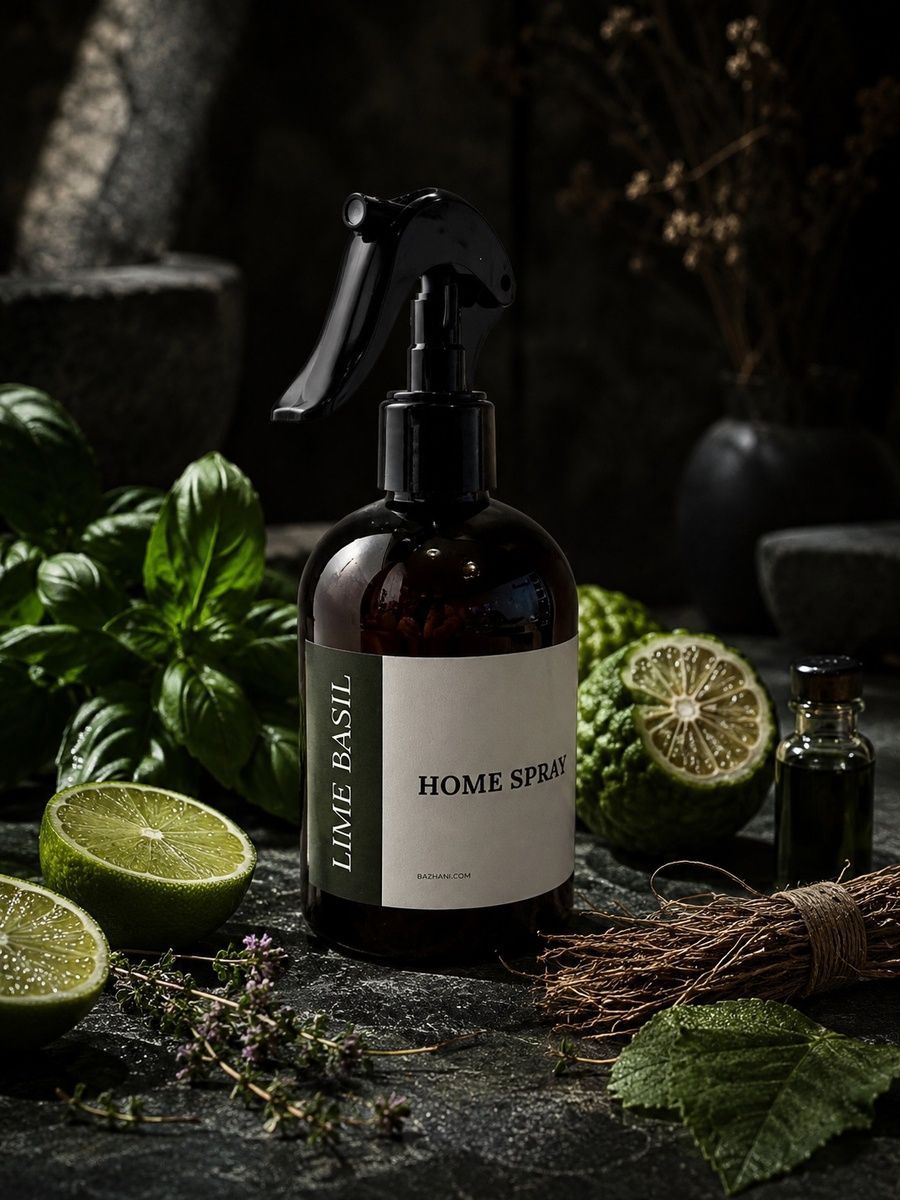 Ароматичний спрей для дому Bazhani "Lime Basil" (зелений цитрусово-трав'яний аромат), 275 мл 060626-06 фото