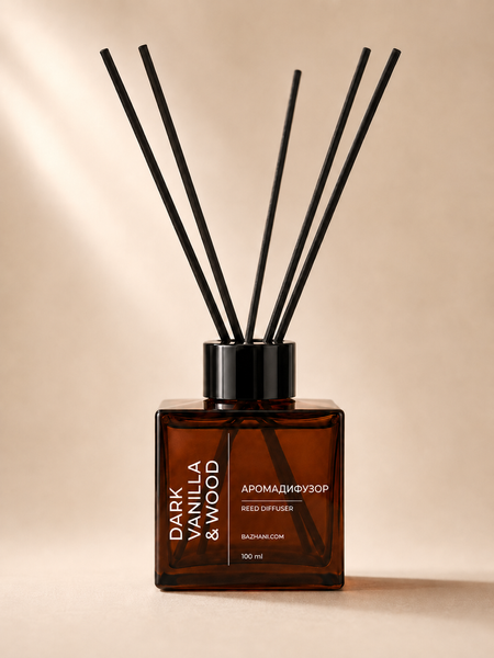 Аромадифузор Bazhani "Dark Vanilla & Wood" (ваніль та дерево), 100 мл 200626-04 фото
