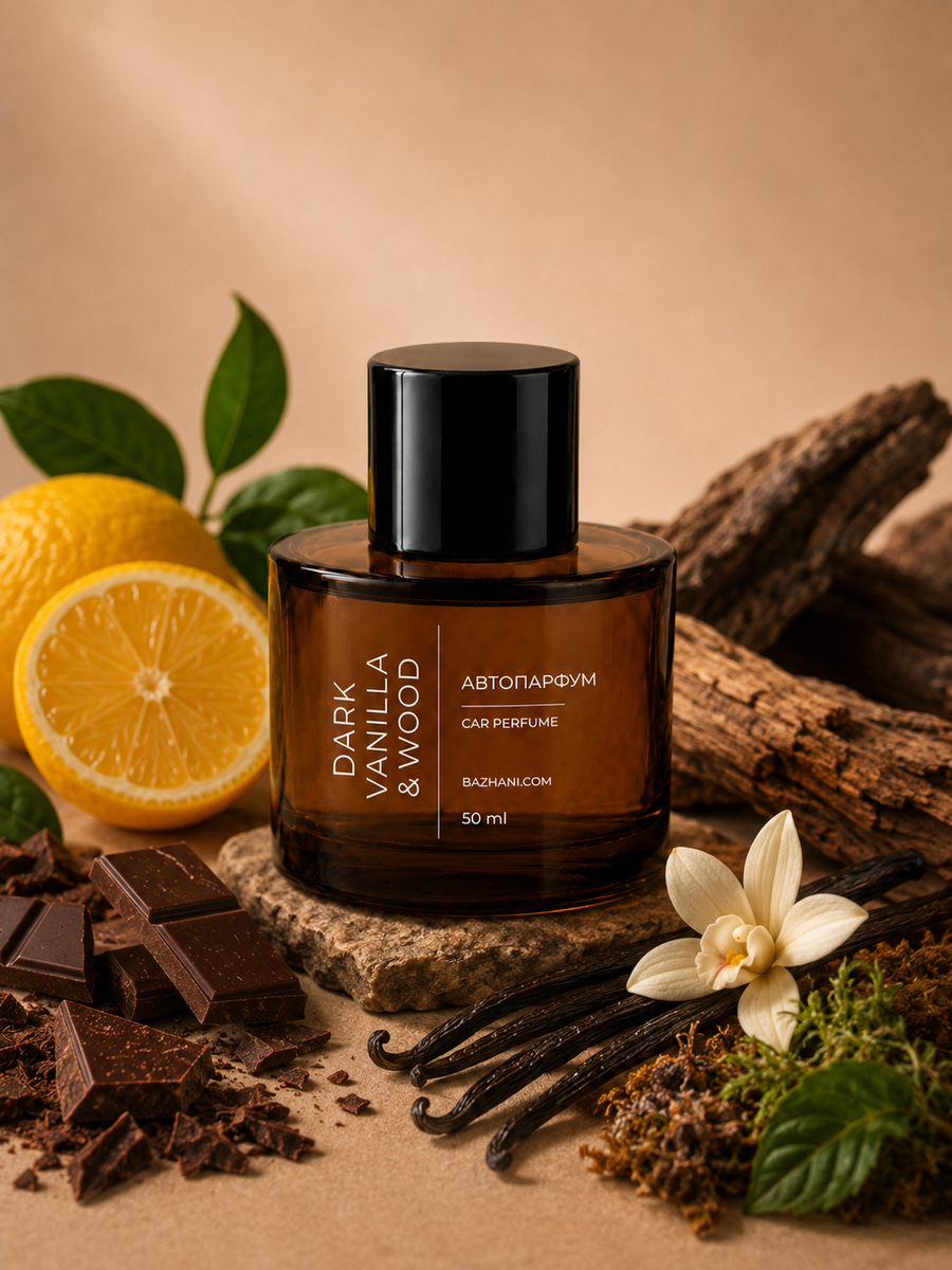 Автомобільні парфуми Bazhani "Dark Vanilla & Wood" (теплий ванільно-деревний аромат), 50 мл 280726-04 фото