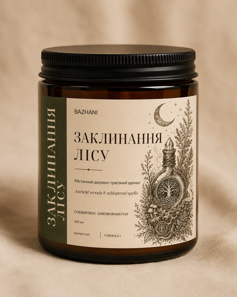 Соєва ароматична свічка на Halloween Bazhani "Заклинання Лісу" (деревно-трав&rsquo;яний аромат), 200 мл 2509243101 фото