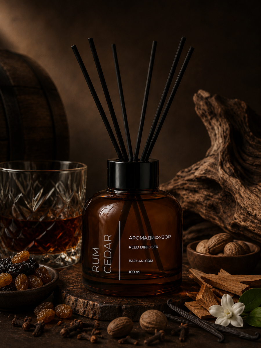 Аромадифузор Bazhani "Rum & Cedar" (глибокий ромово-деревний аромат), 100 мл 070826-05 фото