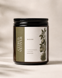 Соєва ароматична свічка з бавовняним гнотом Bazhani "Citrus Vetiver" (зелений цитрусово-деревний аромат), 200 мл 200826-01 фото