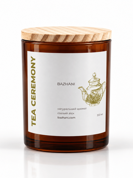 Соєва свічка Bazhani "Tea Ceremony" (аромат зеленого чаю та бамбуку), 200 мл 250126-01 фото