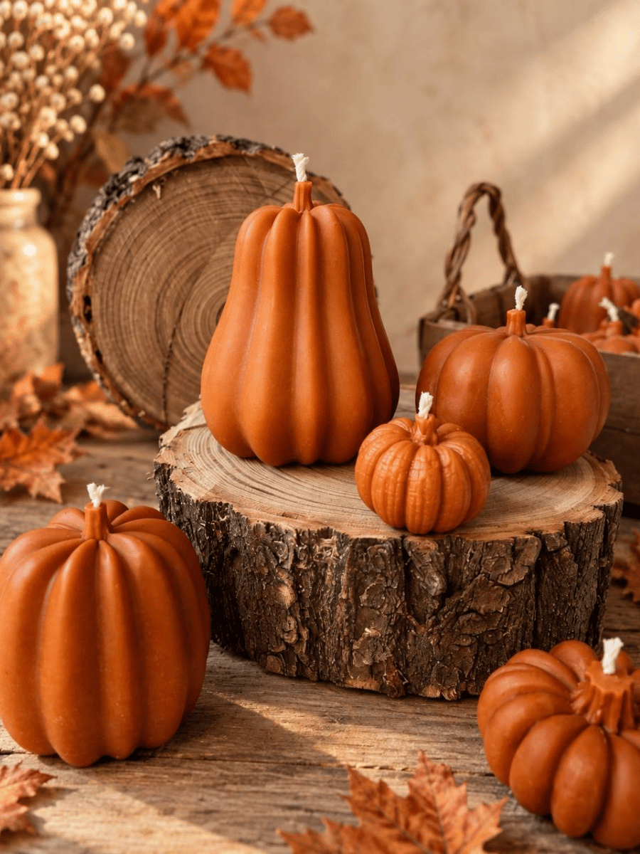 Набір свічок Bazhani "Pumpkin Five / П&rsquo;ять гарбузів" з натурального бджолиного воску, 5 шт 227 фото